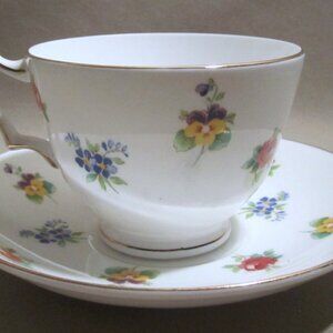 Crown Staffordshire Floral Bouquet Cup & Saucer Set PERFECT